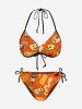 Halloween Pumpkin Ghost Bottles Letters Print Shirt Swimsuit Matching Outfit For Couples -  