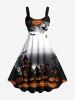 Halloween Pumpkin Castle Bat Spider Web Ombre Print Plus Size Matching Outfit For Couples - Blanc 