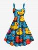 Colorful Ducks Print Plus Size Matching Hawaii Beach Outfit For Couples -  