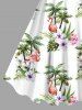 Coconut Tree Flamingo Flowers Leaf Print Plus Size Matching Hawaii Beach Outfit For Couples -  