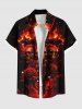 Halloween Skulls Fire Flame Rose Flower Cross Print Plus Size Matching Outfit For Couples -  