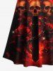 Halloween Skulls Fire Flame Rose Flower Cross Print Plus Size Matching Outfit For Couples -  