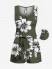 Matching Hawaii Shirt and Romper Plus Size Beach Outfit Tropical Leaf Hibiscus Printed for Couples -  