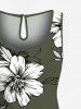 Matching Hawaii Shirt and Romper Plus Size Beach Outfit Tropical Leaf Hibiscus Printed for Couples -  