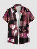 Line Braided Plaid Flower Print Plus Size Matching Hawaii Beach Outfit For Couples -  