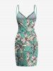 Flowers Leaf Print Plus Size Matching Hawaii Beach Outfit For Couples -  