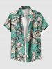 Flowers Leaf Print Plus Size Matching Hawaii Beach Outfit For Couples -  