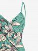 Flowers Leaf Print Plus Size Matching Hawaii Beach Outfit For Couples -  