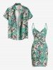 Plus Size Flowers Leaf Print Convertible Hawaii Beach Cover -  