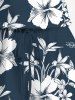 Plus Size Hibiscus Flowers Leaf Tropical Leaf Print Cinched Hawaii Romper -  