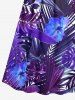 Robe camisole hawaïenne grande taille à imprimé feuilles tropicales et fleurs d'hibiscus - Bleu XXS