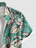 Plus Size Flowers Leaf Print Buttons Pocket Hawaii Shirt For Men -  
