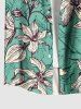 Plus Size Flowers Leaf Print Buttons Pocket Hawaii Shirt For Men -  