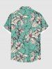 Plus Size Flowers Leaf Print Buttons Pocket Hawaii Shirt For Men -  