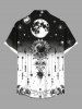 Plus Size Galaxy Sunflowers Star Ombre Print Buttons Pocket Hawaii Shirt For Men -  
