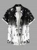 Plus Size Galaxy Sunflowers Star Ombre Print Buttons Pocket Hawaii Shirt For Men -  