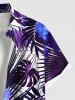 Chemise hawaïenne grande taille à imprimé feuilles tropicales et fleurs d'hibiscus, avec poches et boutons, pour homme - Bleu Marine 5XL