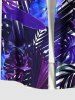 Chemise hawaïenne grande taille à imprimé feuilles tropicales et fleurs d'hibiscus, avec poches et boutons, pour homme - Bleu Marine 5XL