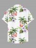 Plus Size Coconut Tree Flamingo Flowers Leaf Print Buttons Pocket Hawaii Shirt For Men -  