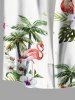 Plus Size Coconut Tree Flamingo Flowers Leaf Print Buttons Pocket Hawaii Shirt For Men -  