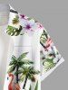 Plus Size Coconut Tree Flamingo Flowers Leaf Print Buttons Pocket Hawaii Shirt For Men -  