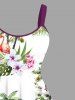 Robe débardeur hawaïenne grande taille à imprimé cocotier, flamant rose, fleurs et feuilles - Blanc XXS