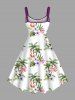 Robe débardeur hawaïenne grande taille à imprimé cocotier, flamant rose, fleurs et feuilles - Blanc L