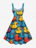 Plus Size Colorful Ducks Print Hawaii Tank Dress -  