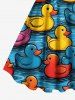 Plus Size Colorful Ducks Print Hawaii Tank Dress -  