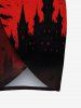 Plus Size Bat Moon Castle Print Halloween Ombre Convertible Beach Cover Up -  