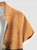 Plus Size Sun Moon Hand Contrast Colorblock Print Button Pocket Shirt For Men -  
