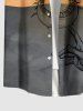 Plus Size Sun Moon Hand Contrast Colorblock Print Button Pocket Shirt For Men -  