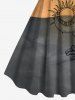 Plus Size Sun Moon Hand Contrast Colorblock Print A Line Tank Dress -  