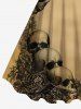 Robe trapèze grande taille à imprimé tête de mort et fleurs pour Halloween - Bronze 4X