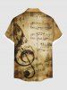 Chemise hawaïenne grande taille à imprimé symbole musical dégradé et poches boutonnées pour homme - Bronze S