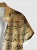 Plus Size Distressed Ombre Music Symbol Print Hawaii Button Pocket Shirt For Men -  