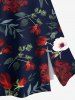 Jupe trapèze fendue hawaïenne grande taille à imprimé floral, feuilles et branches - Noir XS