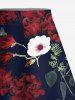 Jupe trapèze fendue hawaïenne grande taille à imprimé floral, feuilles et branches - Noir XS
