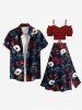 Plus Size Flower Leaf Branch Print Hawaii Split A Line Skirt -  