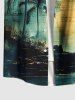 Plus Size Coconut Tree Sea Map Print Hawaii Button Pocket Shirt For Men -  