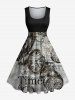 Clock Newspaper Hourglass Print Plus Size Matching Outfit For Couples -  