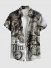 Clock Newspaper Hourglass Print Plus Size Matching Outfit For Couples -  