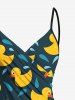 Tenue de plage hawaïenne assortie grande taille à imprimé goutte d'eau de canard pour couples - Noir 