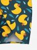 Tenue de plage hawaïenne assortie grande taille à imprimé goutte d'eau de canard pour couples - Noir 