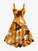Halloween Pumpkin Cat Skull Ghost Bat Wizard Spider Web Print Plus Size Matching Outfit For Couples -  