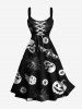 Halloween Pumpkin Skull Spider Web Bat Print Plus Size Matching Outfit For Couples -  