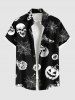 Halloween Pumpkin Skull Spider Web Bat Print Plus Size Matching Outfit For Couples -  