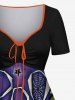 Halloween Pumpkin Leaf Star Spider Web Print Plus Size Matching Outfit For Couples -  