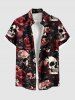 Halloween Skulls Rose Flower Leaf Print Plus Size Matching Outfit For Couples -  