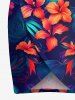 Plus Size Flowers Tropical Leaf Print Convertible Hawaii Beach Cover -  